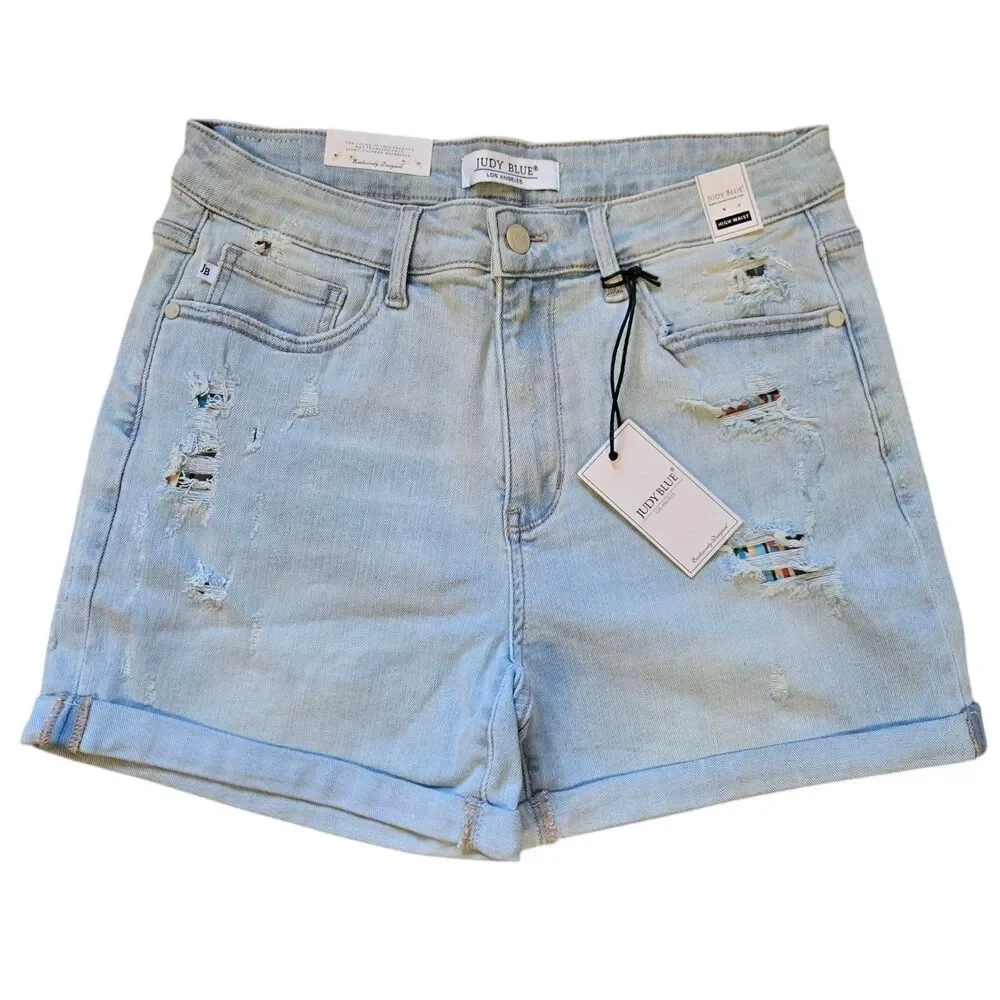 Judy Blue Shorts Cuffed Southwest Patches‎ Tribal Aztec